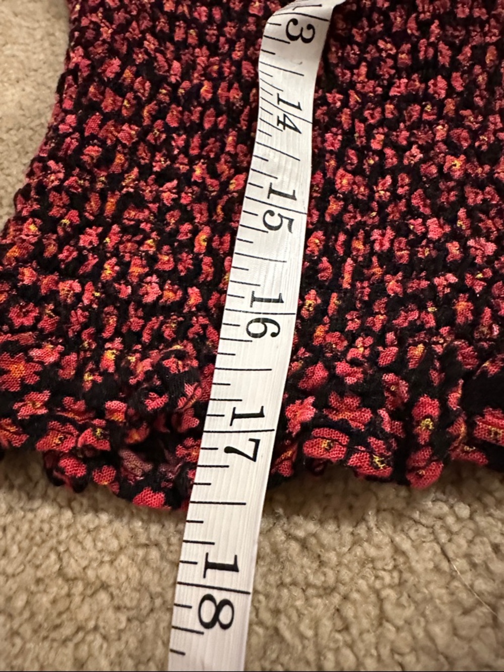 Altar'd State Red Floral V-Neck Smocked Waist Blouse - Picture 5 of 7